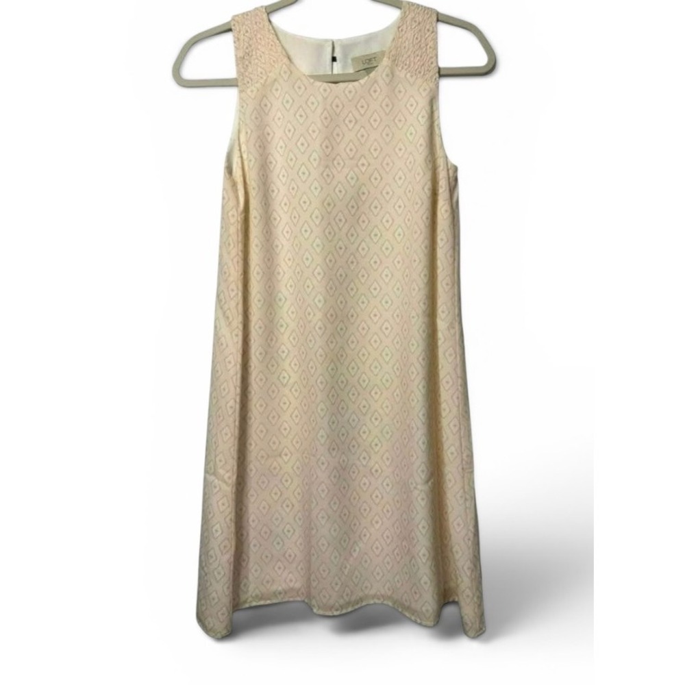LOFT Sleeveless Shift Summer Dress Women's XS 18x33 Pastel Diamond Geometric‎